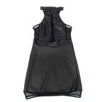 Robe dos nu cuir synthétique et maille transparente — vue rapprochée