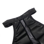 Robe dos nu cuir synthétique et maille transparente — vue de profil 2