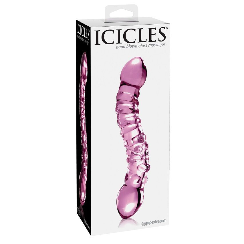 Gode en verre double face texturé point G — détail produit