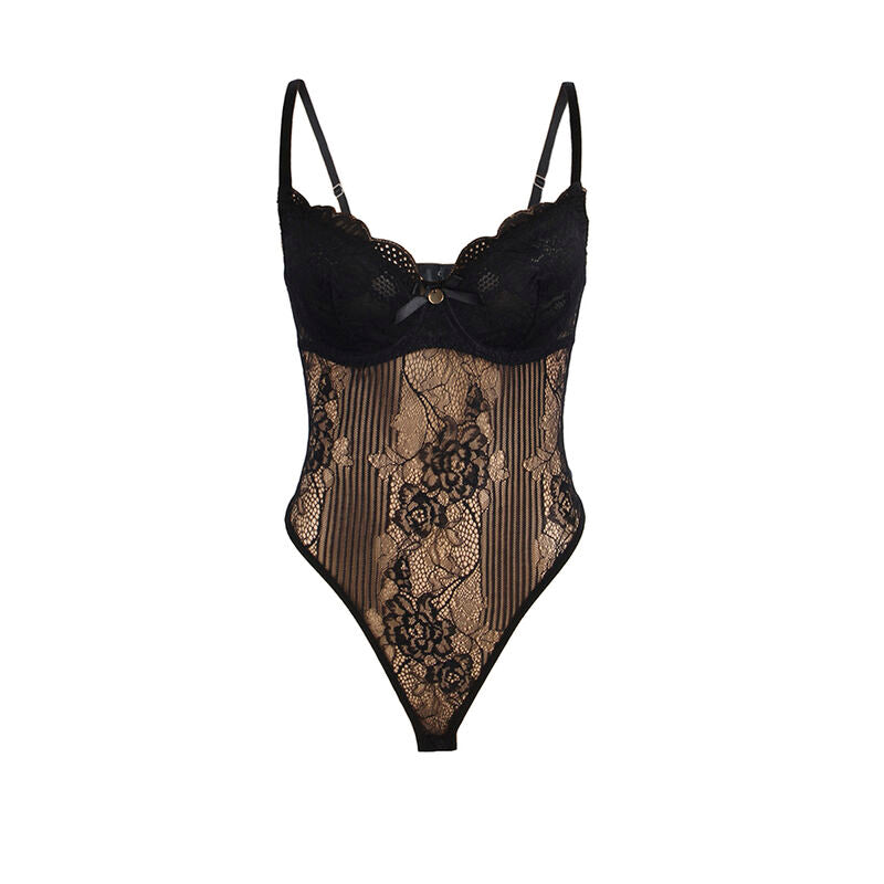 Body dentelle ouvert effet push-up — vue trois quarts