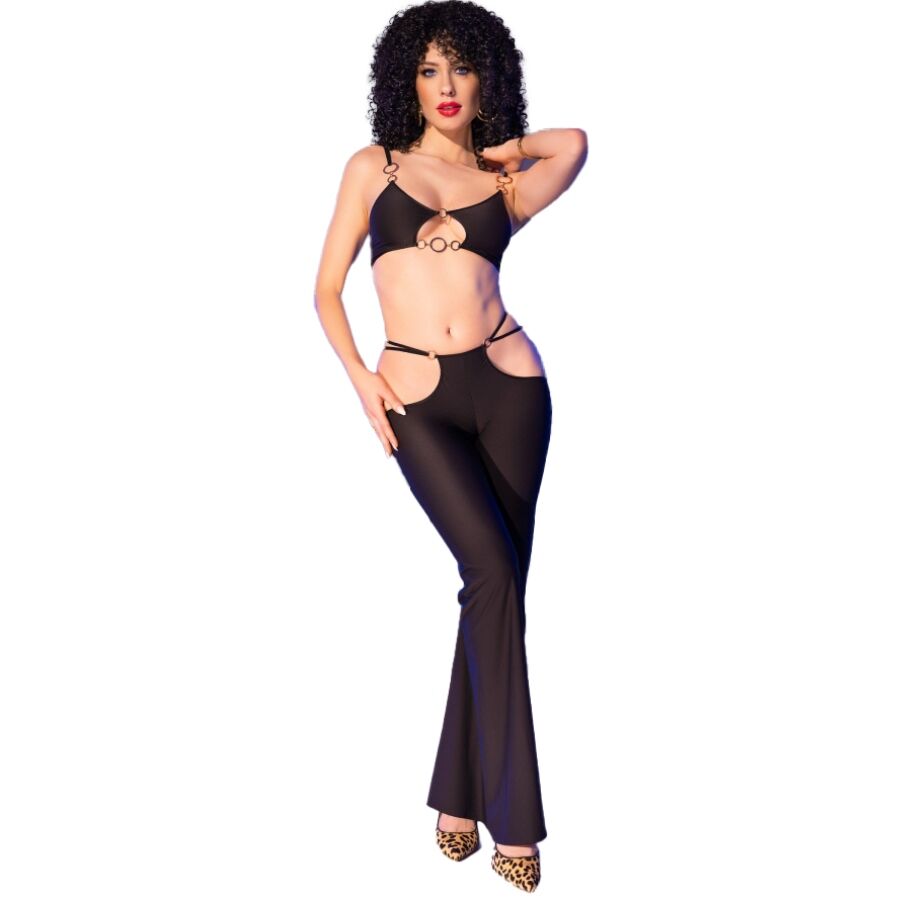 Ensemble top et legging noirs détails dorés — vue principale