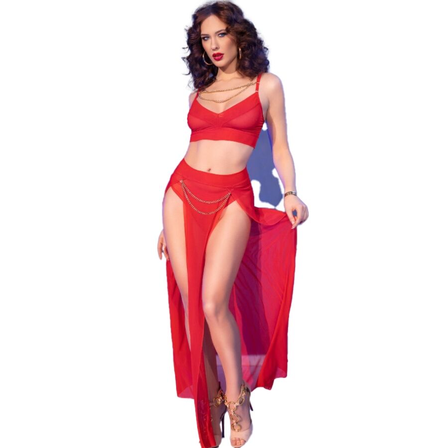 Ensemble 2 pièces jupe et string chaînes dorées — packaging fournisseur 5