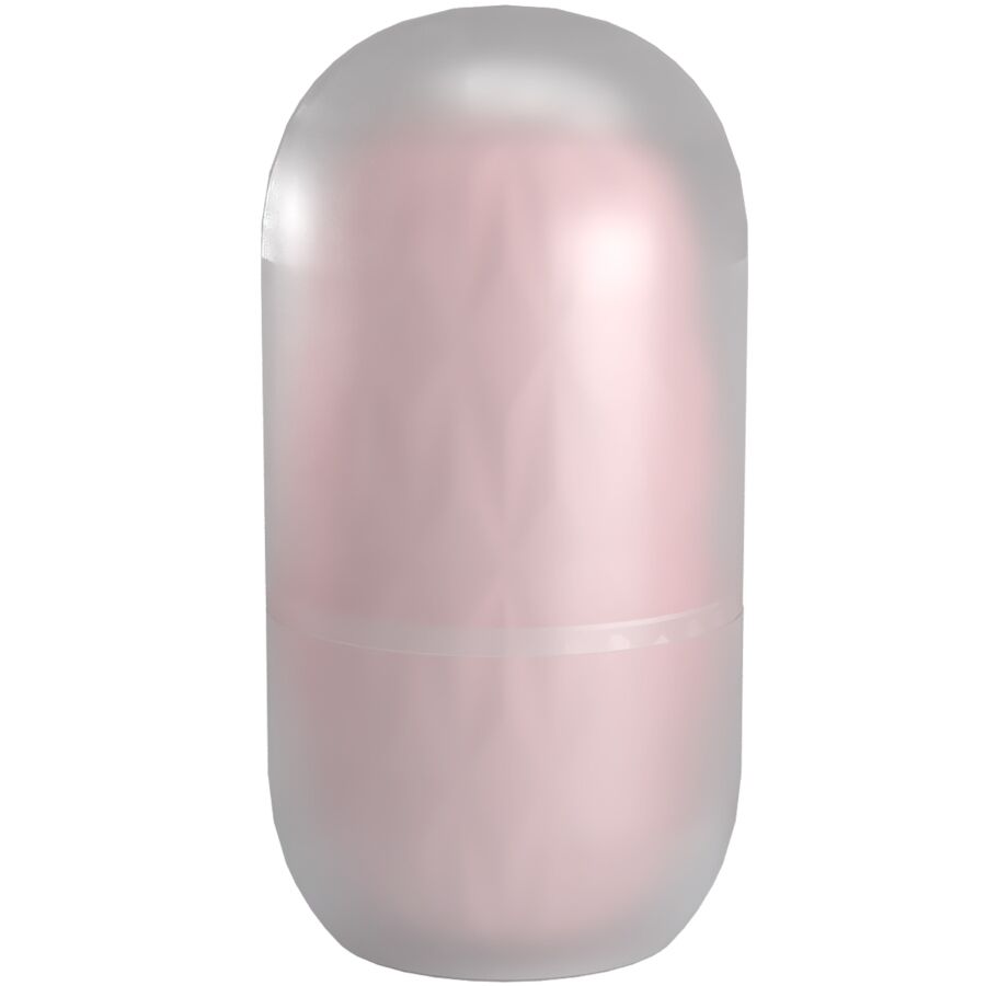 Masturbateur oeuf Athena fermé teinte rose nacrée, coque ovoïde lisse en TPR refermant la gaine interne texturée, format nomade et très discret.