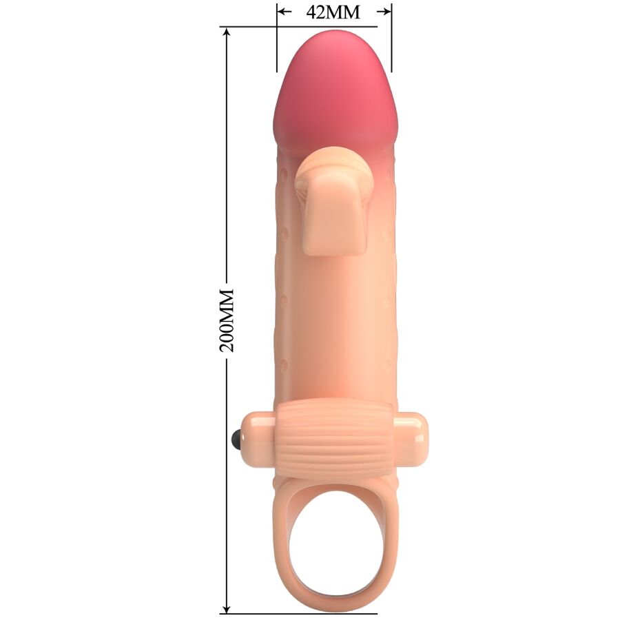 Manchon pénien vibrant teinte naturelle — comparatif dimensionnel
