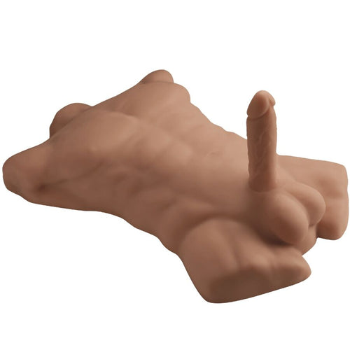 Torse masculin réaliste en silicone teinte caramel grand format