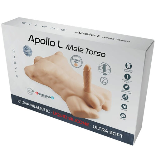 Torse masculin réaliste en silicone teinte caramel grand format