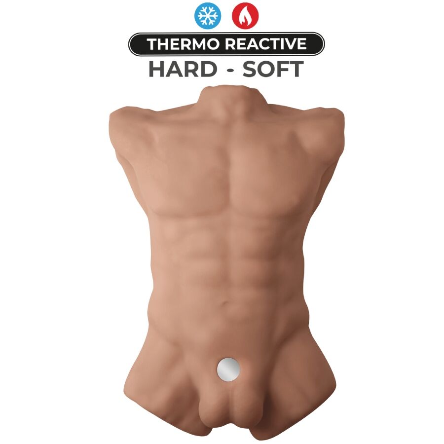 Torse masculin réaliste en silicone teinte caramel grand for — vue de dos