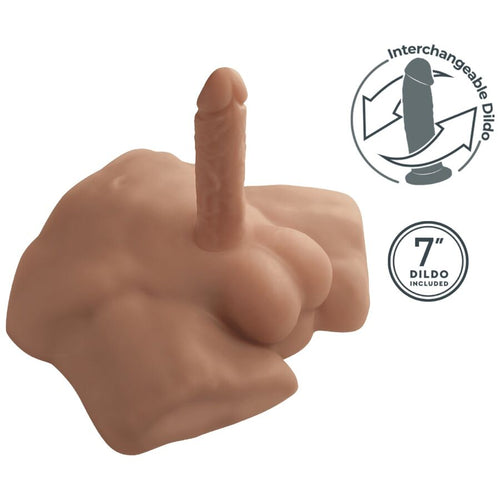 Torse masculin réaliste en silicone teinte caramel format compact