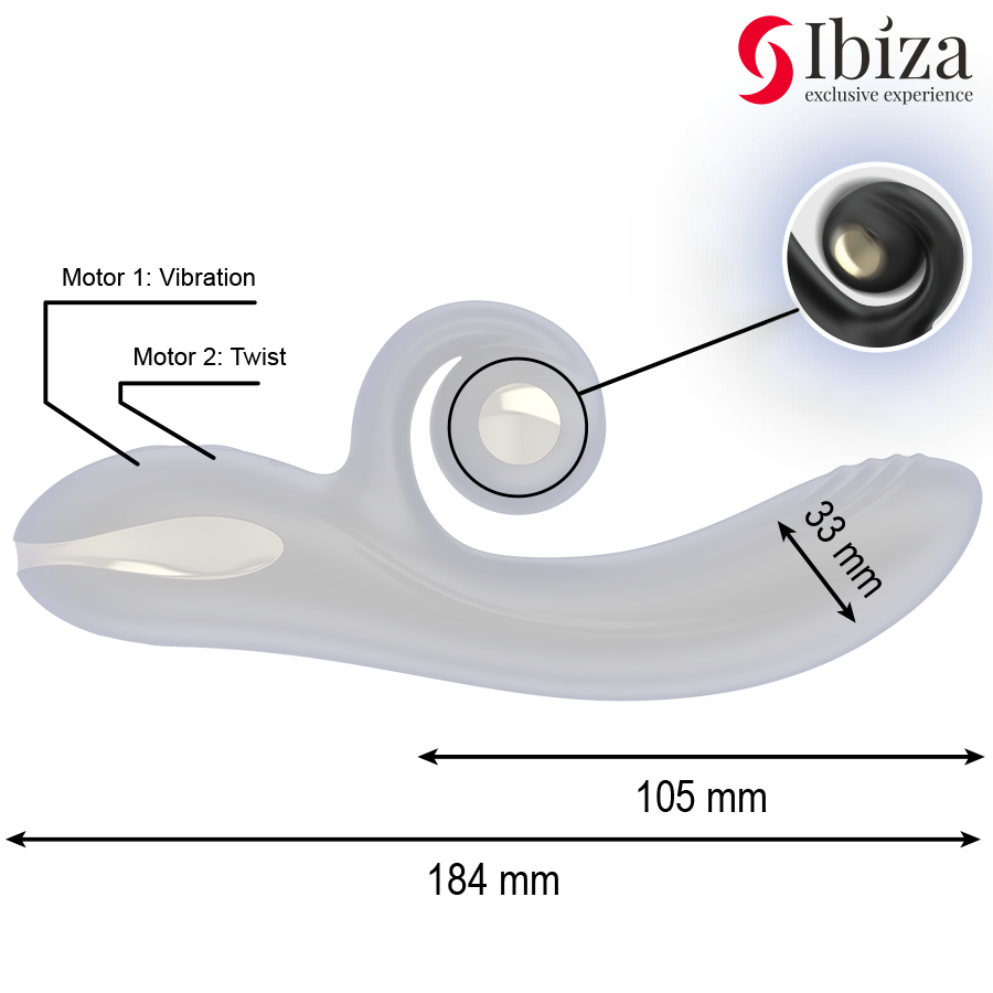 Ibiza Vibrateur Twister Avec Stimulateur De