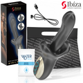 Vibromasseur noir d'Ibiza Technology à effet de poussée et de morsure, avec câble USB, boîte et sachet de lubrifiant Waterfeel