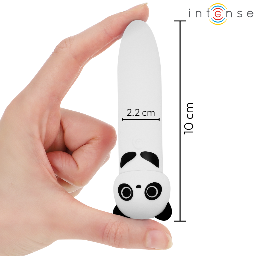Mini vibromasseur bullet panda en silicone rechargeable — vue de profil