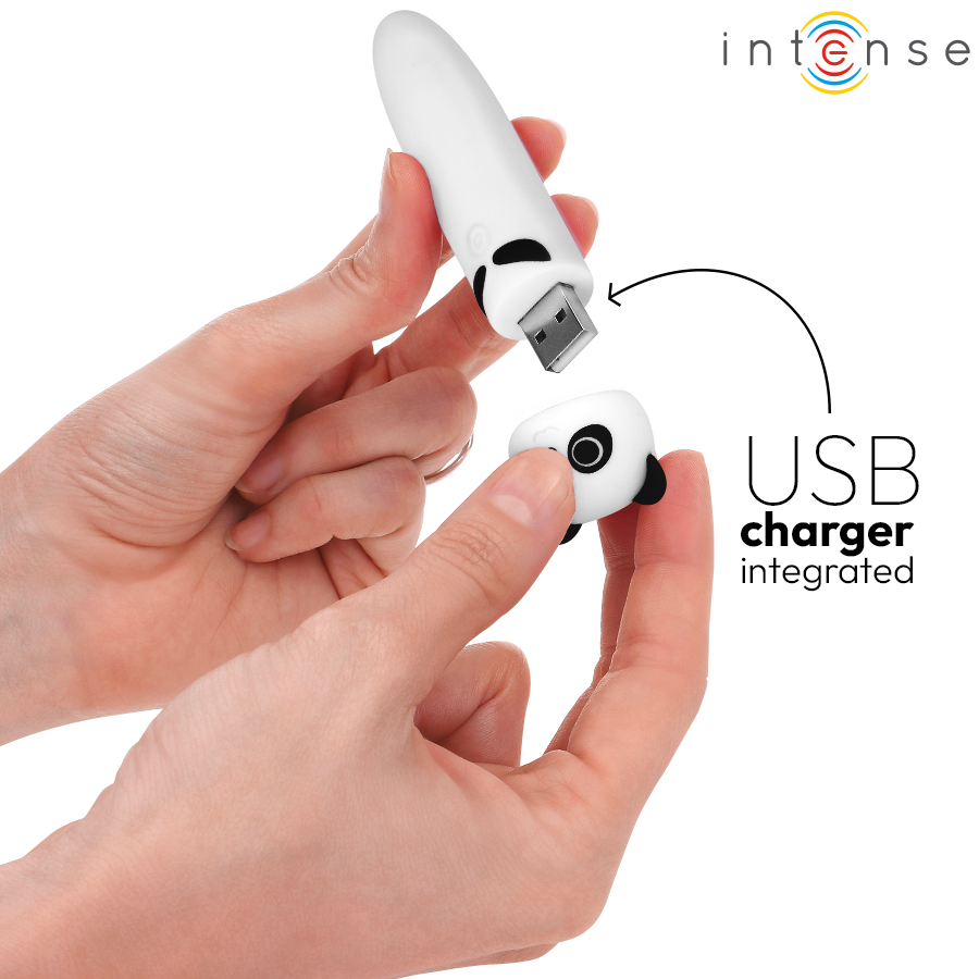 Mini vibromasseur bullet panda en silicone rechargeable — vue de dos