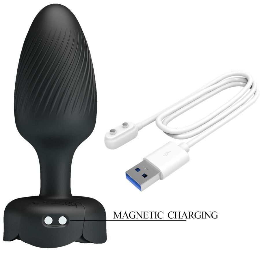Tapón anal Tarion Pretty Love con luz LED, negro, 12,5 cm