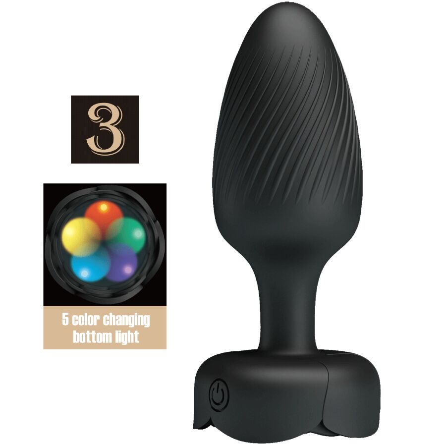Tapón anal Tarion Pretty Love con luz LED, negro, 12,5 cm