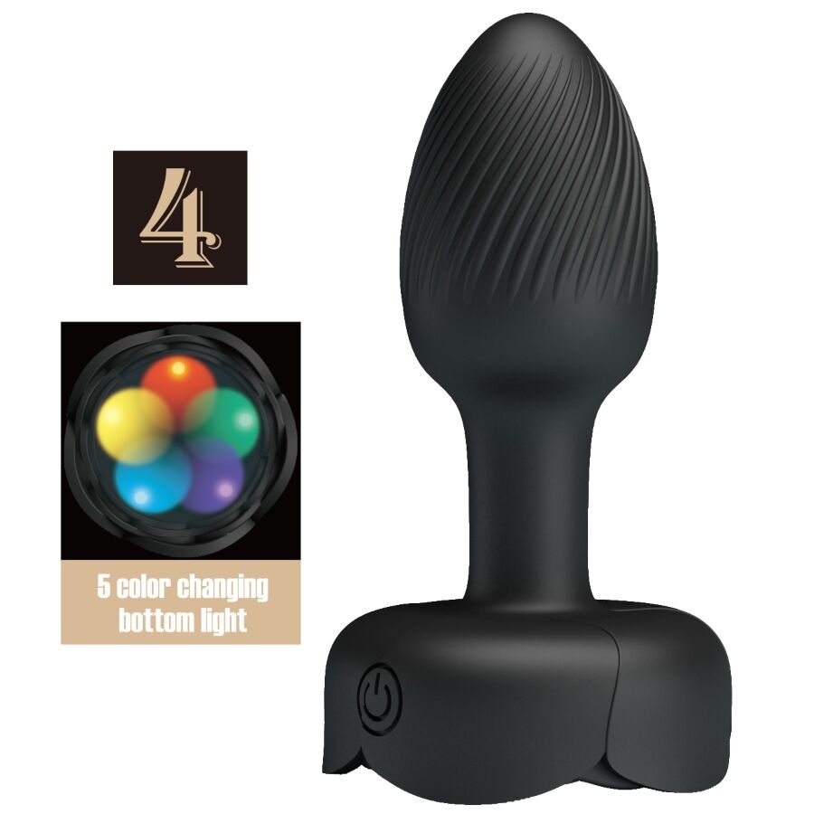 Tapón anal Tarion Pretty Love con luz LED, negro, 12,5 cm