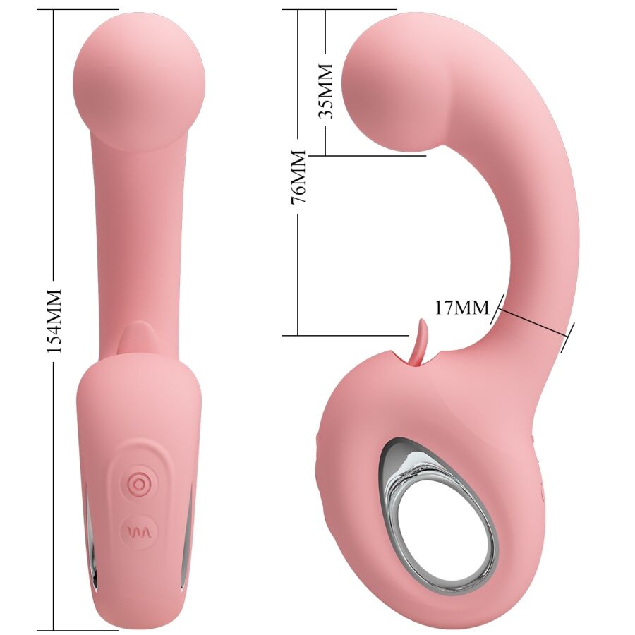 Vibrateur point G + stimulateur de clitoris erynnyes 10 vibrations rose