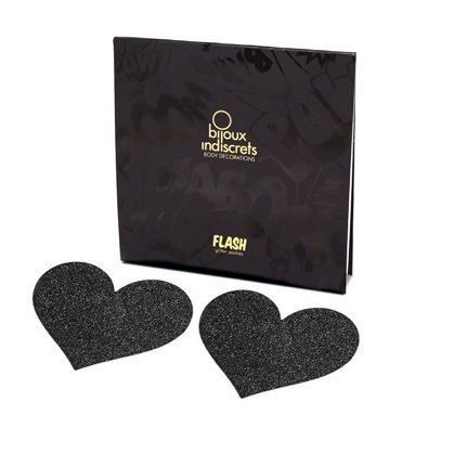 Paillettes cache-tétons cœur noir réutilisables — détail produit