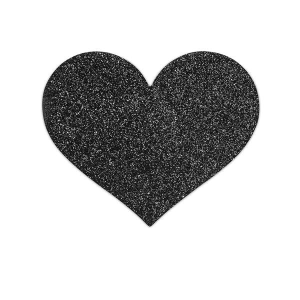 Paillettes cache-tétons cœur noir réutilisables — vue principale