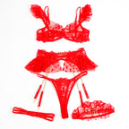 957506 ensemble soutien-gorge et jarretelle en dentelle rouge s/m