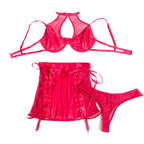 Ensemble cuir rouge col licou et résille — vue principale 2