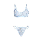 Ensemble dentelle brodée florale bleu ciel — vue principale 2