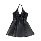 Ensemble effet cuir et dentelle avec porte-jarretelles — comparatif dimensionnel 3
