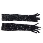 Gants longs transparents pailletés à motif diamant — vue de dos