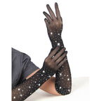 Gants longs transparents pailletés à motif diamant — vue de profil