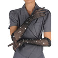 Gants longs transparents pailletés à motif diamant — vue principale