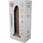 Boîte du gode réaliste Silexd 8" Modèle 5, vitrine présentant le sextoy chair en silicone thermoréactif et la compatibilité torses Apollo — emballage hard-soft produit