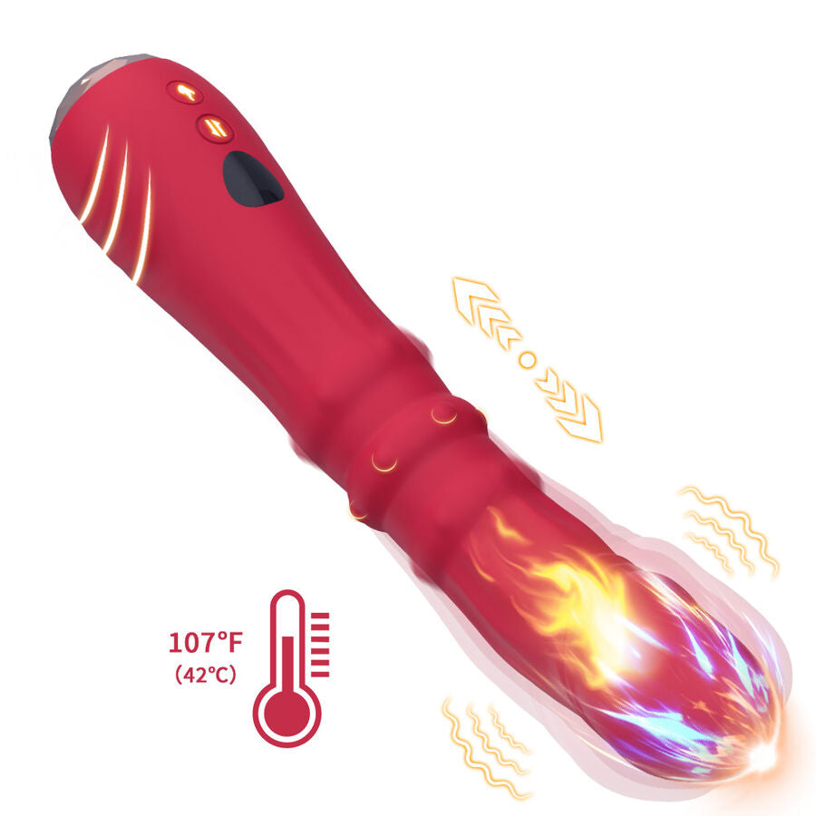 Dildo vibrateur point a thermo-réglable rouge