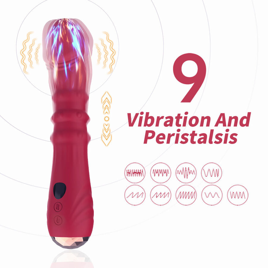 Dildo vibrateur point a thermo-réglable rouge