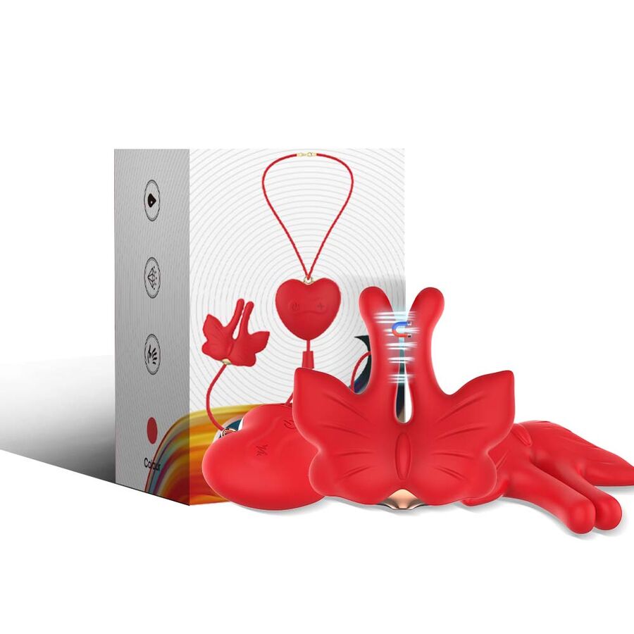 Pinces à tétons magnétiques à vibration forme papillon rouges