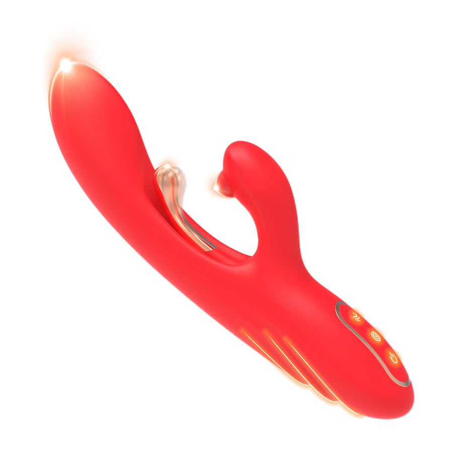 Vibrateur stimulateur point G et clitoris avec langue oscillante rouge