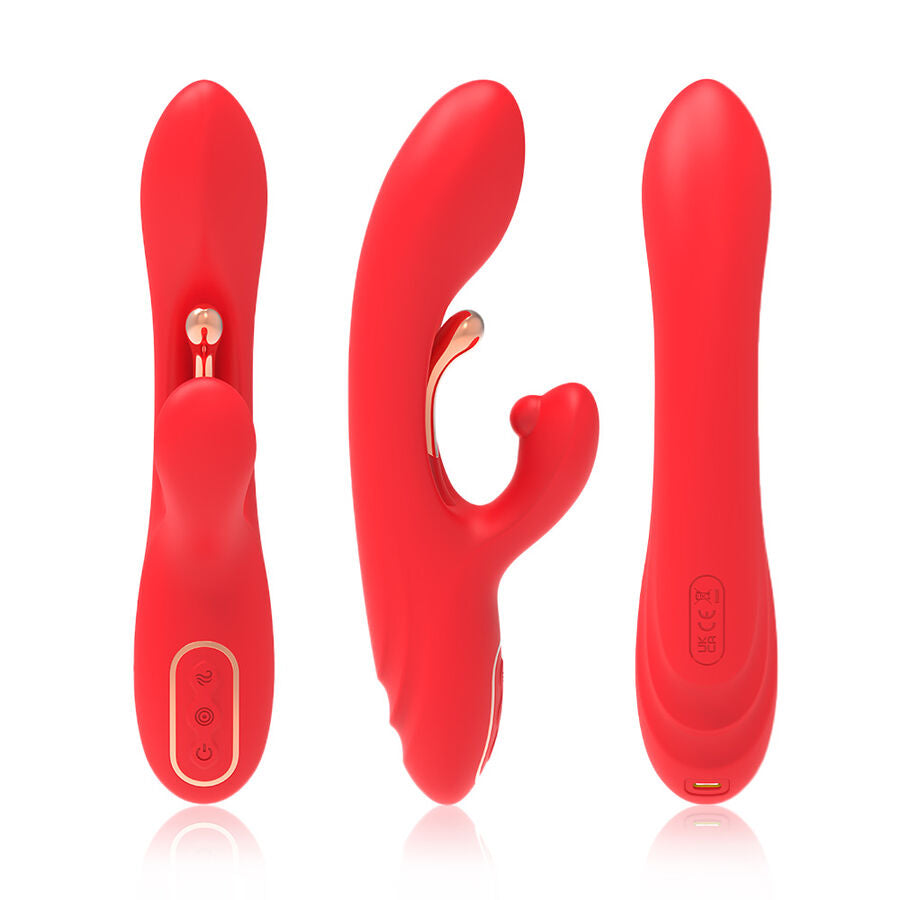 Vibrateur stimulateur point G et clitoris avec langue oscillante rouge