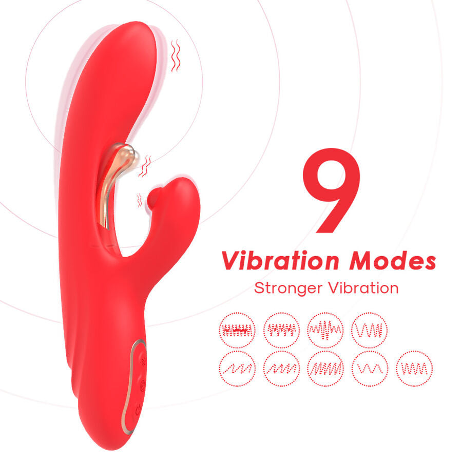 Vibrateur stimulateur point G et clitoris avec langue oscillante rouge