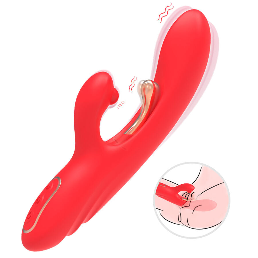 Vibrateur stimulateur point G et clitoris avec langue oscillante rouge