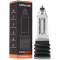 Pompe à pénis à eau Hydromax 6 Bathmate transparente présentée avec sa boîte orange, cylindre gradué et soufflet noir, pensée pour le bain ou la douche.