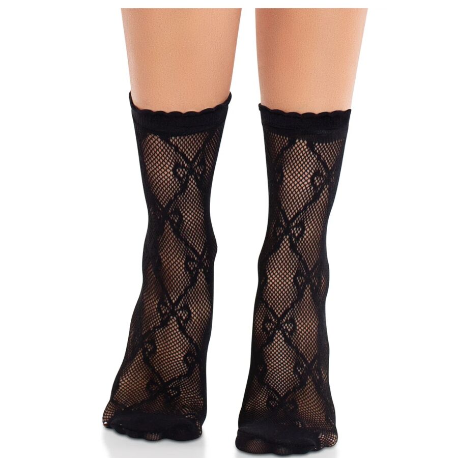 Chaussettes résille nœud motif losanges — vue de profil