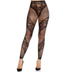 Collants sans pieds dentelle et résille illusion — vue principale