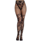 Bas dentelle florale détail résille à la cuisse — vue principale