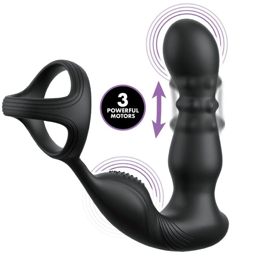 Anneau anal vibrant à perles coulissantes et plug point P — détail produit