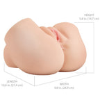 Masturbateur buste realiste teinte chair coté avec ses dimensions hauteur largeur longueur, vulve et anus moules, format imposant en TPR pour sensations realistes.