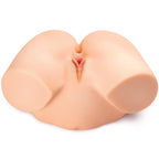 Masturbateur realiste buste vu de trois quarts arriere, vulve moulee teinte chair et fesses pleines, modele multi-positions en TPE pour des sensations enveloppantes.