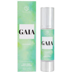 Lotion corporelle soyeuse Gaia For Women Silk Skin, boite verte et flacon airless argente, soin parfume aux pheromones Secret Play hydratant et soyeux.