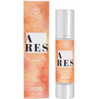 Lotion corporelle soyeuse Ares For Men Silk Skin, boite orange et flacon airless argente, soin parfume aux pheromones Secret Play hydratant et soyeux pour homme.