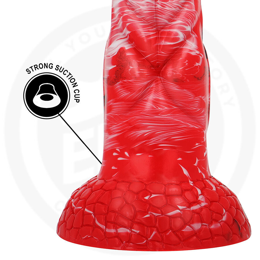 Gode fantaisie Agnis en silicone teintes de braise — vue de dos