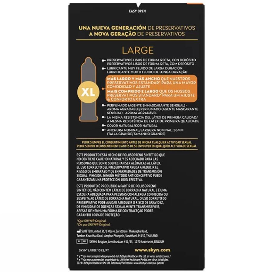 Préservatifs grande taille sans latex sensation peau 10 unit — détail produit