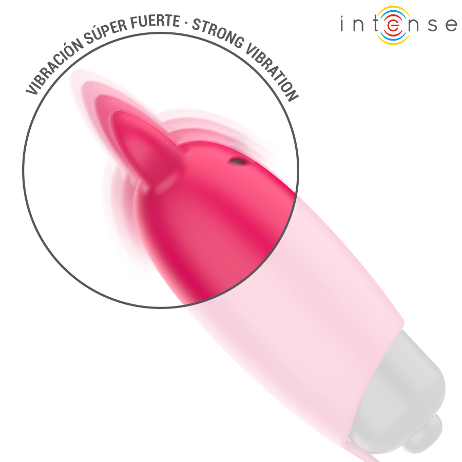Zoom sur la vibration puissante du mini vibromasseur diablotin rouge Intense, embout corne en silicone doux concu pour la stimulation clitoridienne ciblee