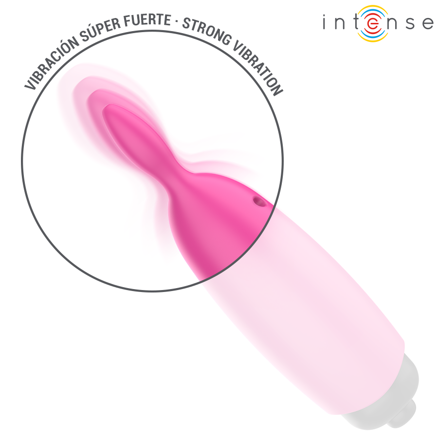 Zoom sur la vibration super forte du mini vibromasseur lapin rose pale Intense, embout oreilles en silicone doux pensé pour la stimulation clitoridienne ciblee